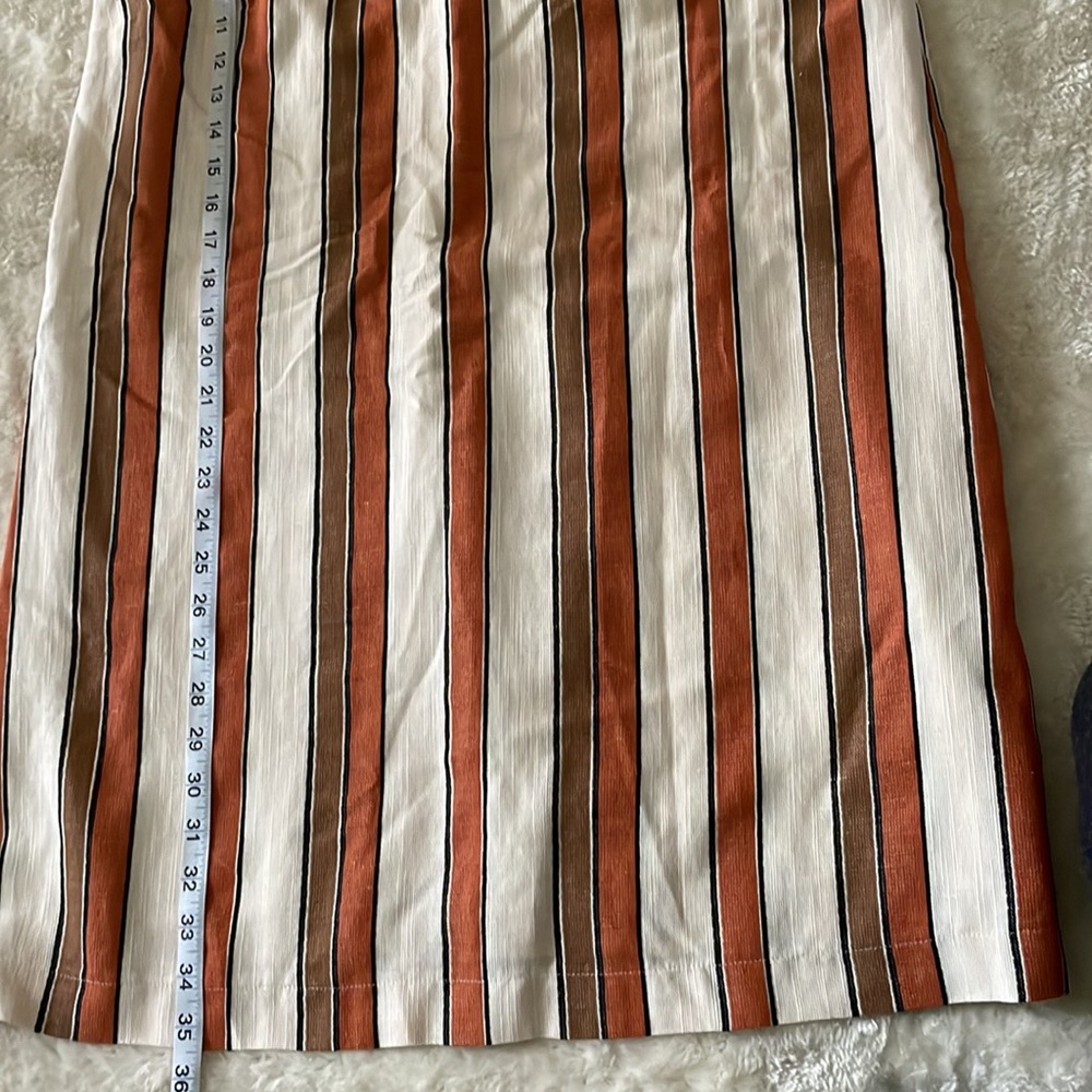 Sezane Pauline Striped Mini Dress in White, Brown, and Tan - Picture 6 of 9